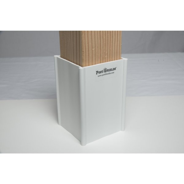 Post Shields. Post Shields Inc. 6 in. H X 4 in. W X 4 in. L Plastic White Fence Post Protection 5282712030